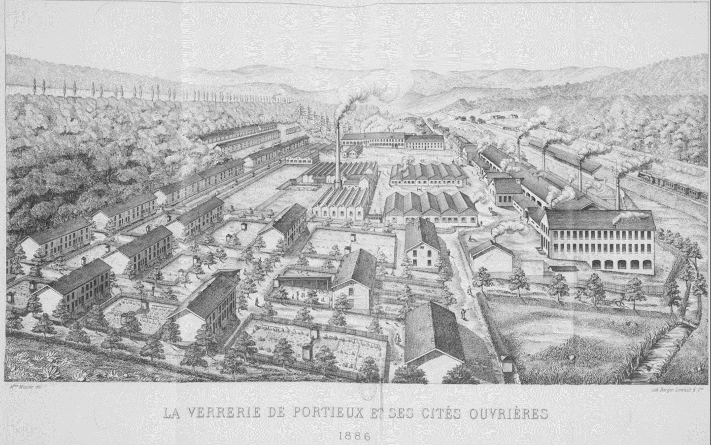Croquis verrerie de Portieux en 1886